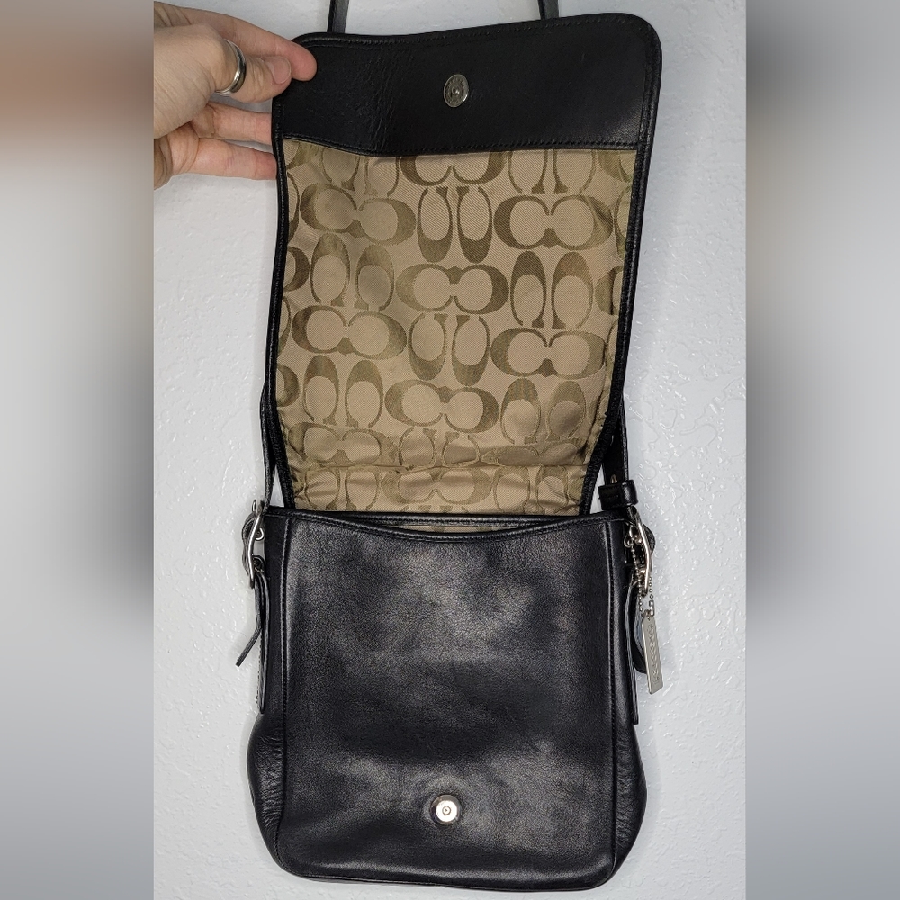 COACH Black Leather Satchel Purse - Picture 8 of 15